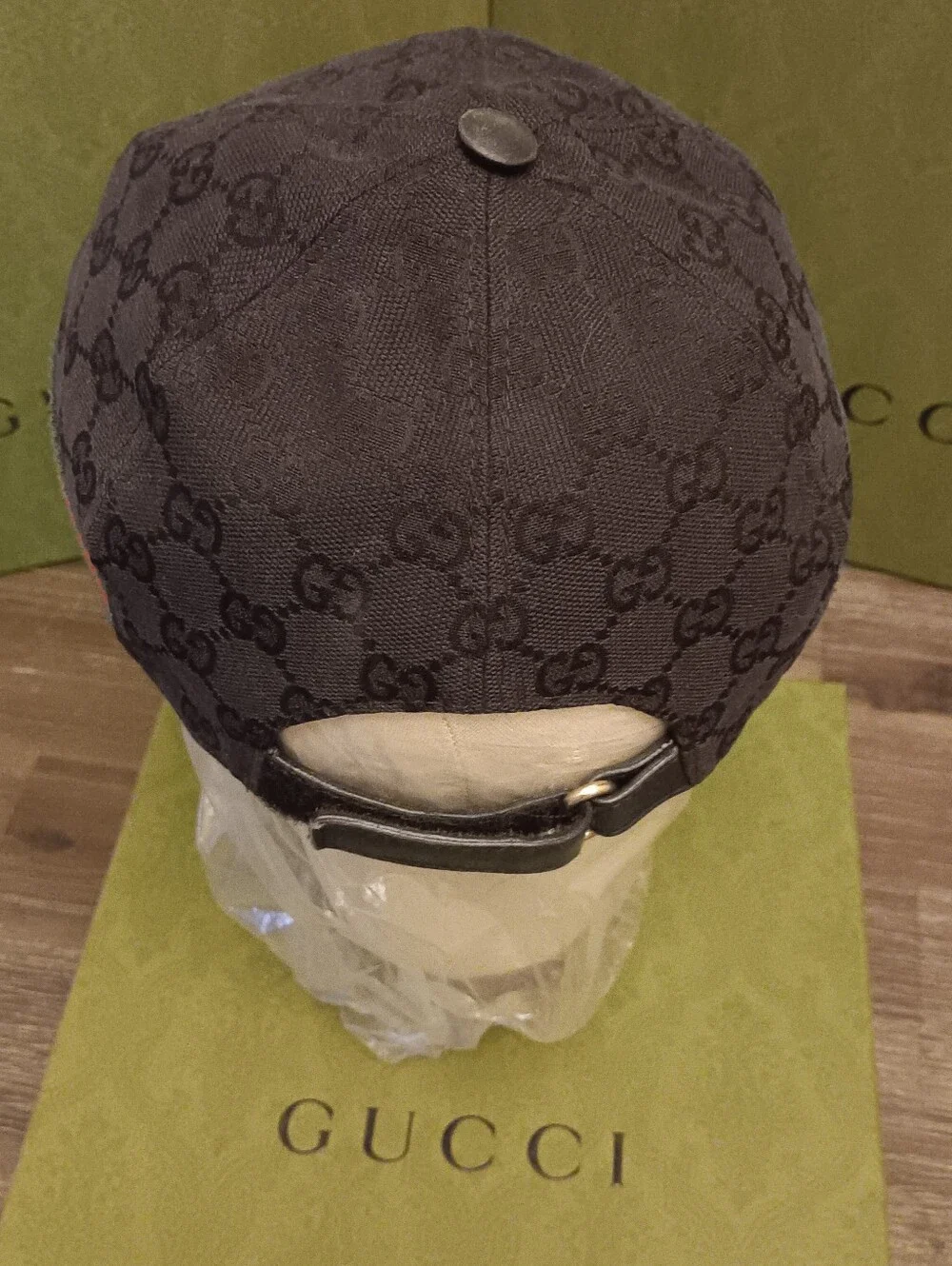 Gucci Black GG Canvas Cap with Signature Green-Red Web